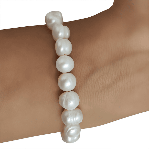 Pulsera Perla De Río 8mm Enchapado Oro 18K