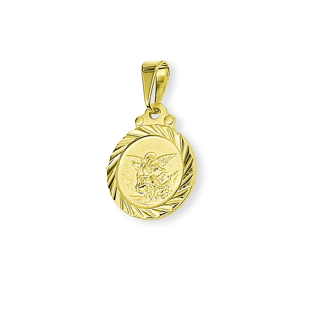 Colgante Medalla San Miguel Arcángel Borde 13mm Enchapado Oro 18K 3