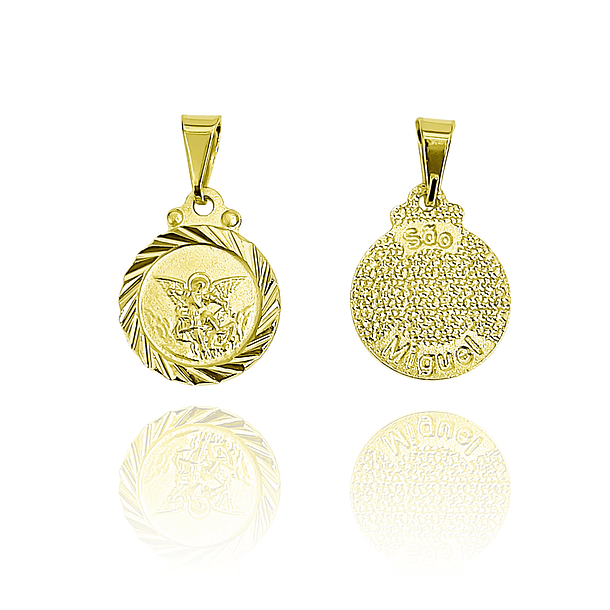 Colgante Medalla San Miguel Arcángel Borde 13mm Enchapado Oro 18K 4