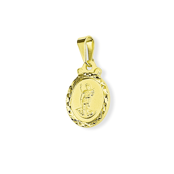 Colgante Medalla San Expedito Ovalado Borde Enchapado Oro 18K 3