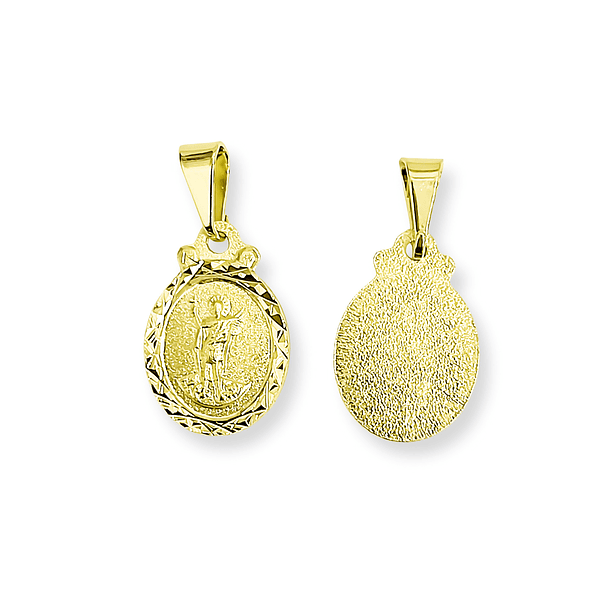 Colgante Medalla San Expedito Ovalado Borde Enchapado Oro 18K 4