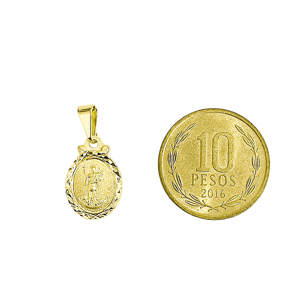 Colgante Medalla San Expedito Ovalado Borde Enchapado Oro 18K 5