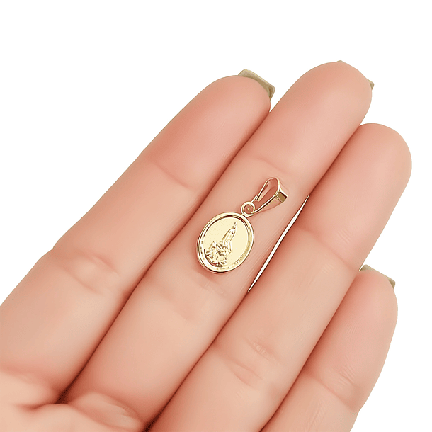 Colgante Medalla Virgen Fátima Ovalado Enchapado Oro 18K