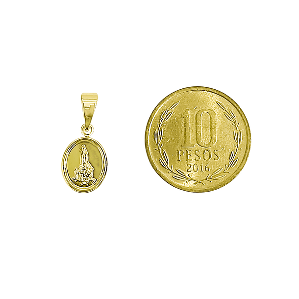 Colgante Medalla Virgen Fátima Ovalado Enchapado Oro 18K 5