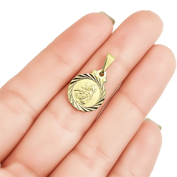 Colgante Medalla San Antonio Borde 13mm Enchapado Oro 18K