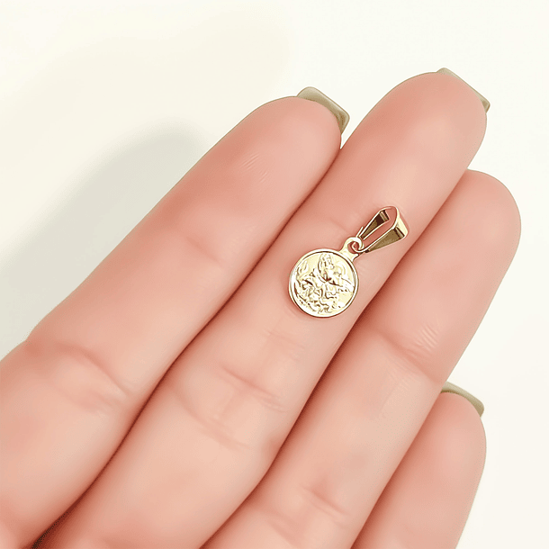 Colgante Medalla San Miguel Arcángel Mini 9mm Enchapado Oro 18K 2