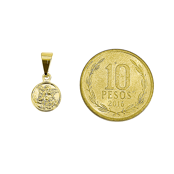 Colgante Medalla San Miguel Arcángel Mini 9mm Enchapado Oro 18K 5