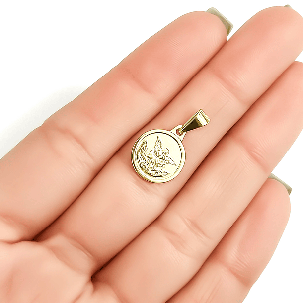 Colgante Medalla Virgen De Fátima 9mm Enchapado Oro 18K