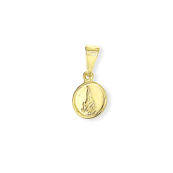 Colgante Medalla Virgen De Fátima 9mm Enchapado Oro 18K 3
