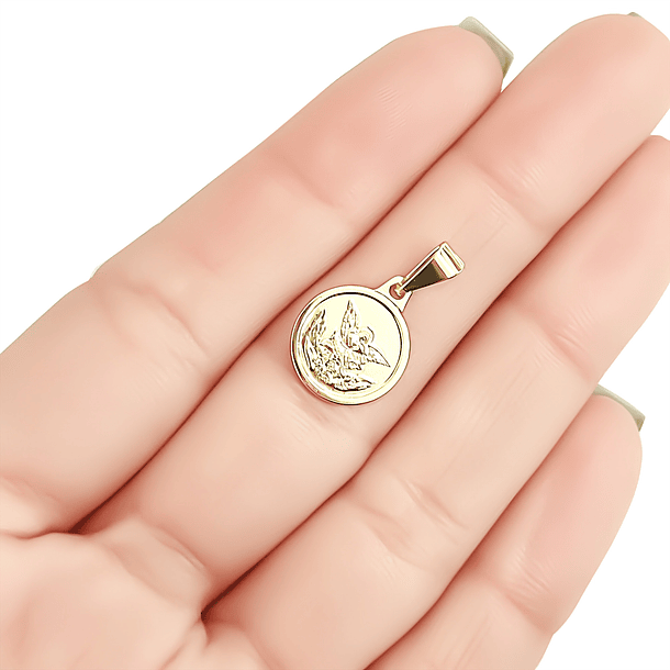 Colgante Medalla San Miguel Arcángel 12mm Enchapado Oro 18K