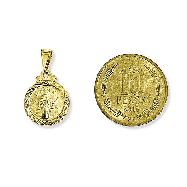 Colgante Medalla San Francisco Borde 13mm Enchapado Oro 18K 4