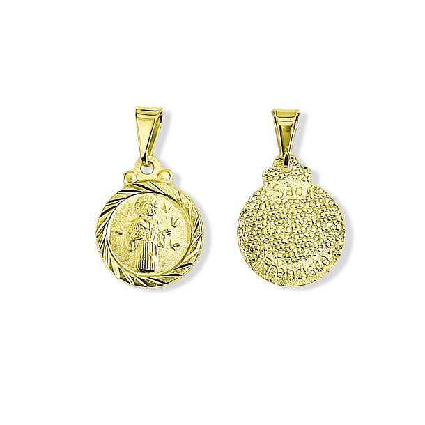 Colgante Medalla San Francisco Borde 13mm Enchapado Oro 18K 5