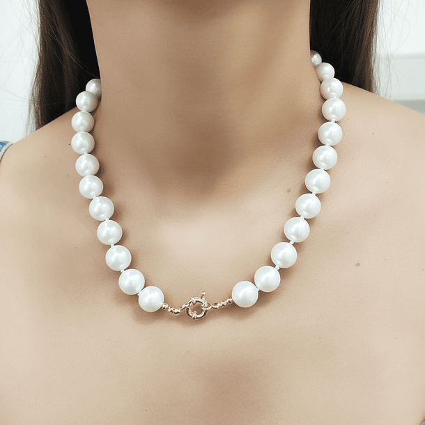 Collar Perlas 12mm Shellpearl Nácar Blanco