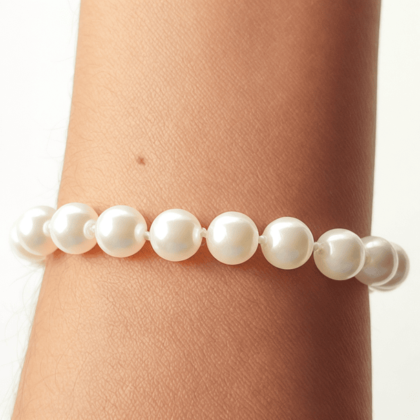 Pulsera Perlas Shellpearl 8mm Enchapado Oro 18K