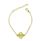 Pulsera Trébol Satinado Circón Blanco Enchapado Oro 18K 3