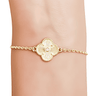 Pulsera Trébol Satinado Circón Blanco Enchapado Oro 18K 2