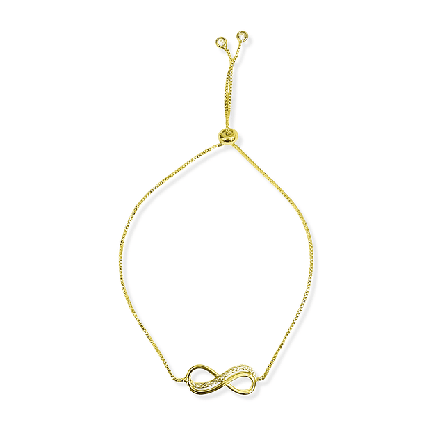 Pulsera Infinito Circón Blanco Enchapado Oro 18K Ajustable  3