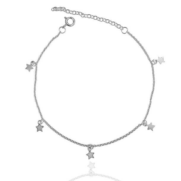 Tobillera Estrellas Mini Eslabón Plata Fina 925