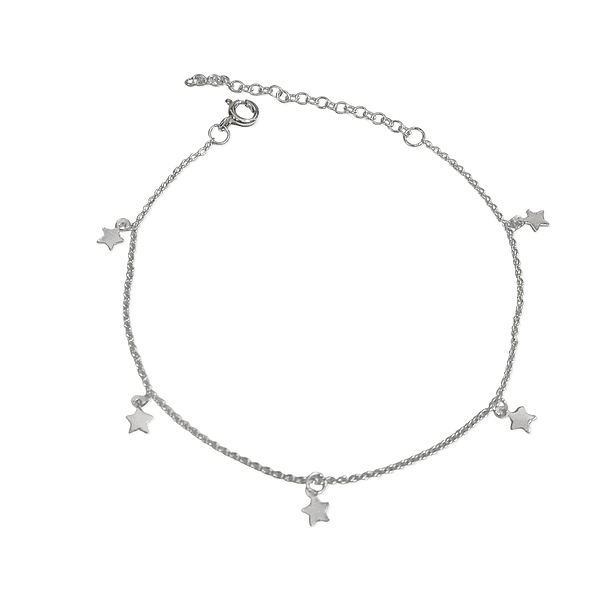 Tobillera Estrellas Mini Eslabón Plata Fina 925 3