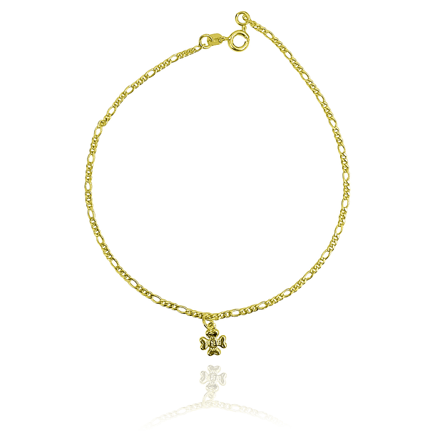 Tobillera Trébol Eslabón Enchapado Oro 18K