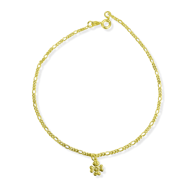 Tobillera Trébol Eslabón Enchapado Oro 18K 3