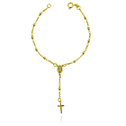 Pulsera Denario Virgen De Los Rayos Bolitas Enchapado Oro 18K 1