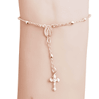 Pulsera Denario Virgen Rayos Cruz Cristo Bolitas Enchapado Oro 18K 2