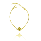 Pulsera Trébol Satinado Punto Eslabón Espejo Enchapado Oro 18K 1
