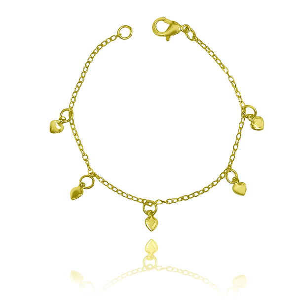 Pulsera Niña 5 Corazón Enchapado Oro 18K 1