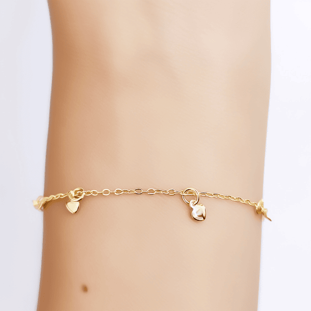 Pulsera Niña 5 Corazón Enchapado Oro 18K 2