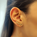 Aros Trepador 4 Corazones Enchapado Oro 18K 2