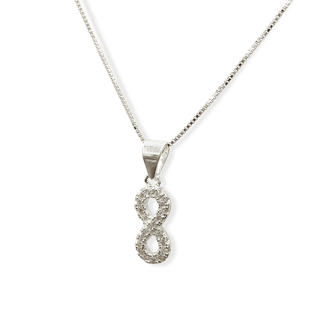 Collar Infinito Circón Veneciana Mini Plata Fina 925