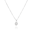 Collar Roseta Oval Circón Blanco Plata Fina 925 1