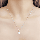 Collar Roseta Oval Circón Blanco Plata Fina 925 2