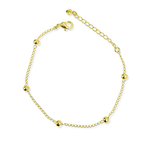 Pulsera Bolitas 4mm Eslabón Enchapado Oro 18K 3