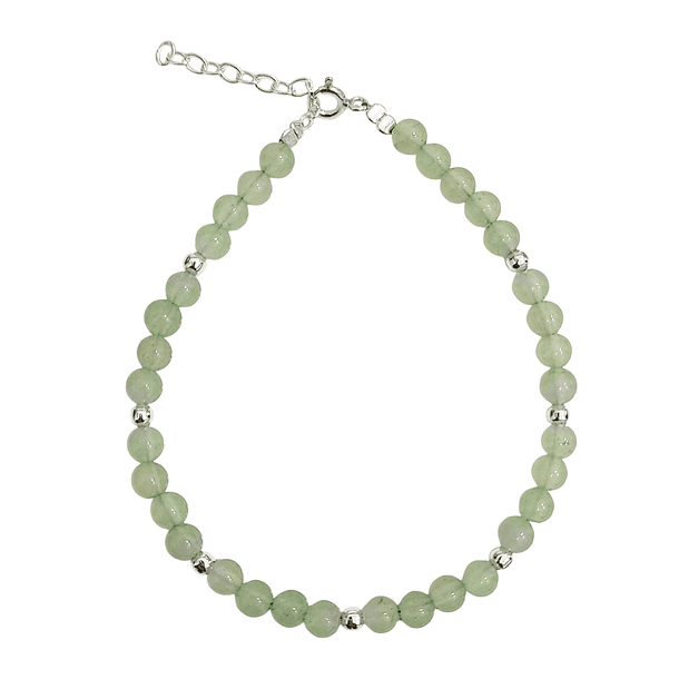 Pulsera Jade Bolita 4mm Plata Fina 925