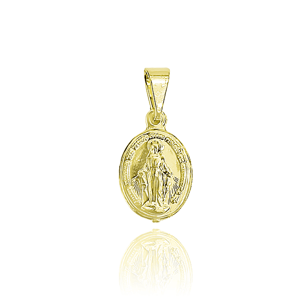 Colgante Medalla Virgen De Los Rayos 10mm Ovalado Enchapado Oro 18K