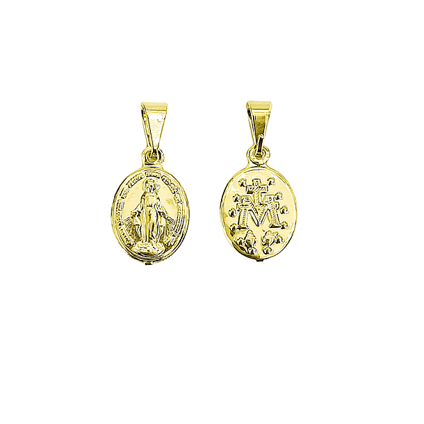 Colgante Medalla Virgen De Los Rayos 10mm Ovalado Enchapado Oro 18K 3