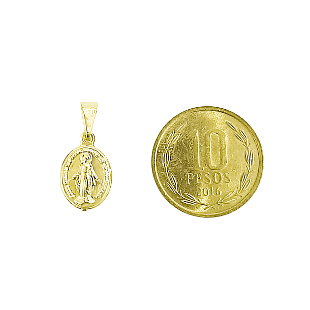 Colgante Medalla Virgen De Los Rayos 10mm Ovalado Enchapado Oro 18K 5