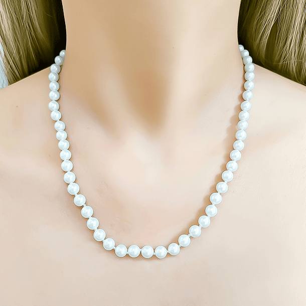 Collar Perlas Shellpearl Nudo 6mm Enchapado Oro 18K