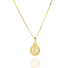 Collar Virgen Niña Ovalada Circón Enchapado Oro 18K 1