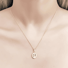 Collar Virgen Niña Ovalada Circón Enchapado Oro 18K 2