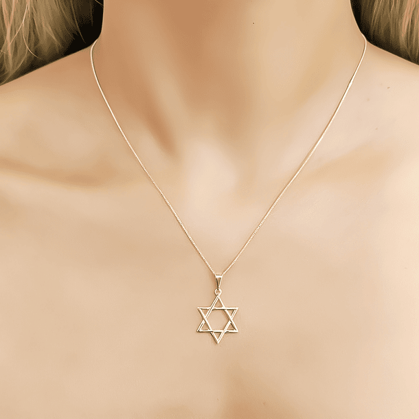 Collar Estrella De David 16mm Enchapado Oro 18K