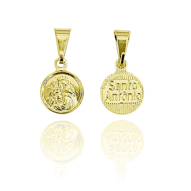 Colgante Medalla San Antonio 9mm Enchapado Oro 18K 3