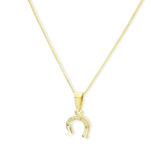 Collar Herradura Circón Veneciana Enchapado Oro 18K