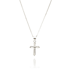 Collar Cruz Circón Blanco Borde Plata Fina 925 1