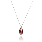 Collar Tulipán Circón Rojo Facetado Plata Fina 925 1