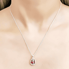 Collar Tulipán Circón Rojo Facetado Plata Fina 925 2