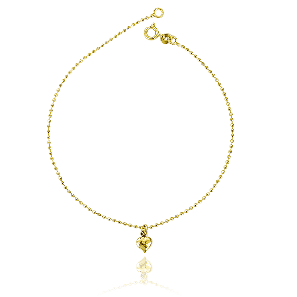 Tobillera Mini Beads Corazón Enchapado Oro 18K