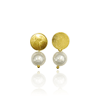 Aros Perla Shellpearl 8mm Tope Redondo Enchapado Oro 18K 1